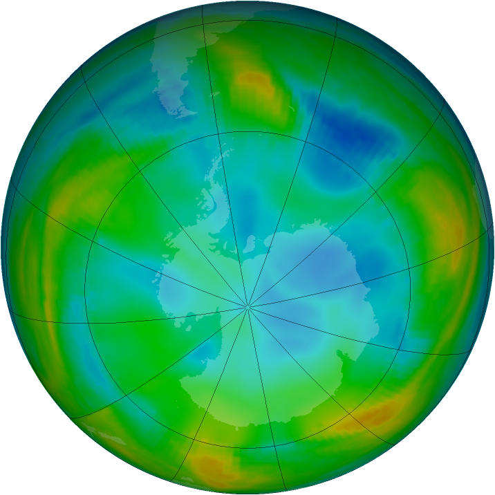 Antarctic ozone map for 08 July 1998
